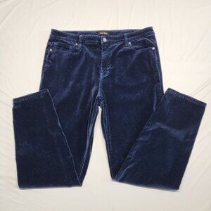 Well Worn Velvet Pants Womens 12/32 ( Fit 34 X 28 ) Tapered Pockets Navy Blue